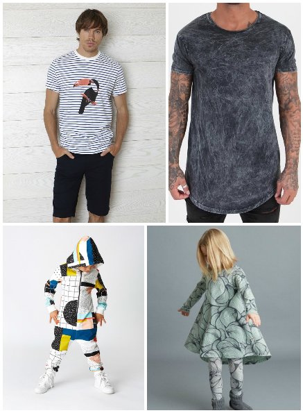 zleva nahoře: Peopletree, The Eco Clothing, Mainio, Mainio